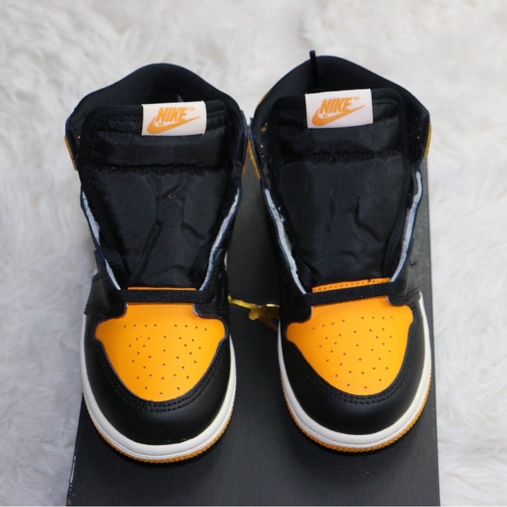 Nike Air Jordan 1 Retro High OG TD Taxi Black Yellow Toddler Size 10C AQ2665-711
